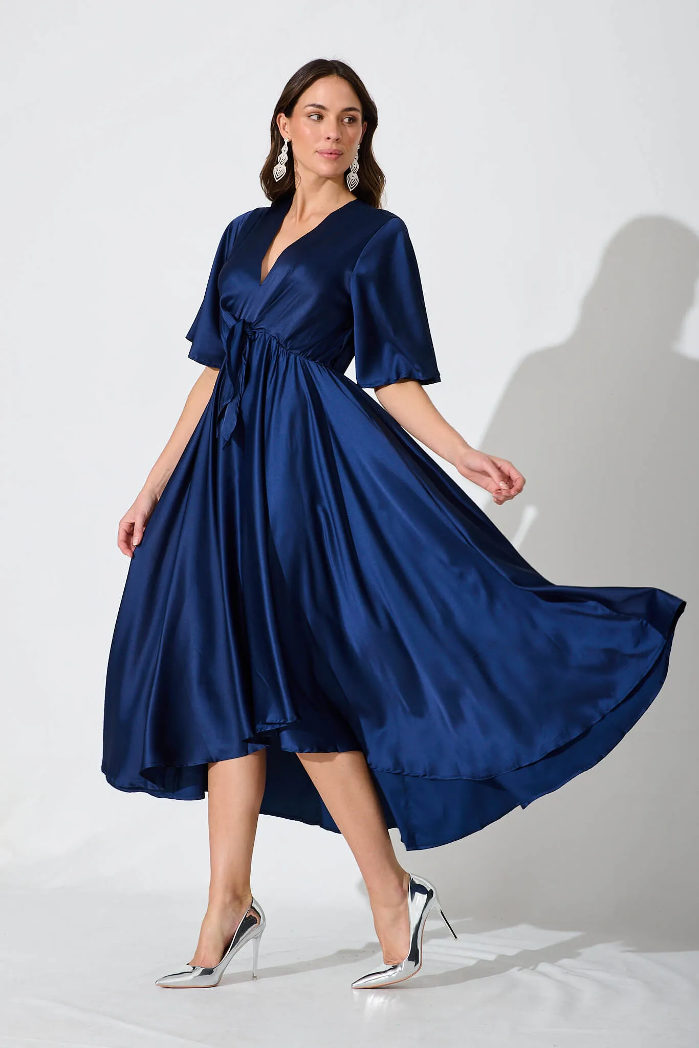 Navy Satin Maxi Dress from Helsinki