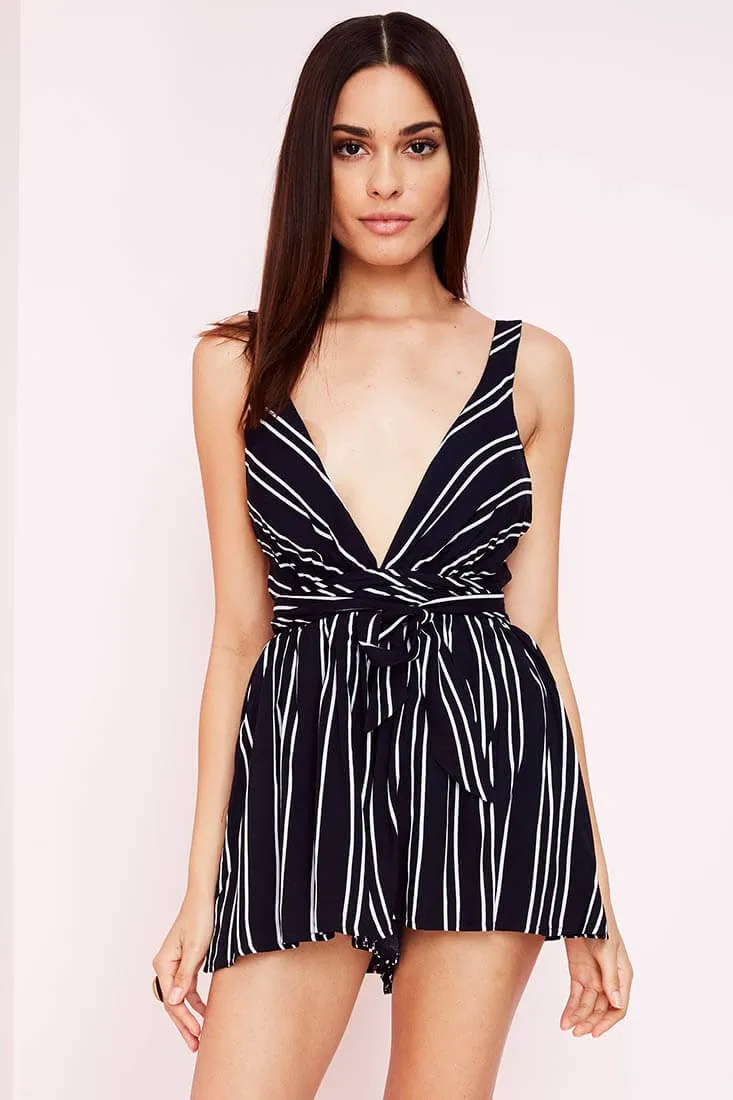 Nelle Striped Romper Navy