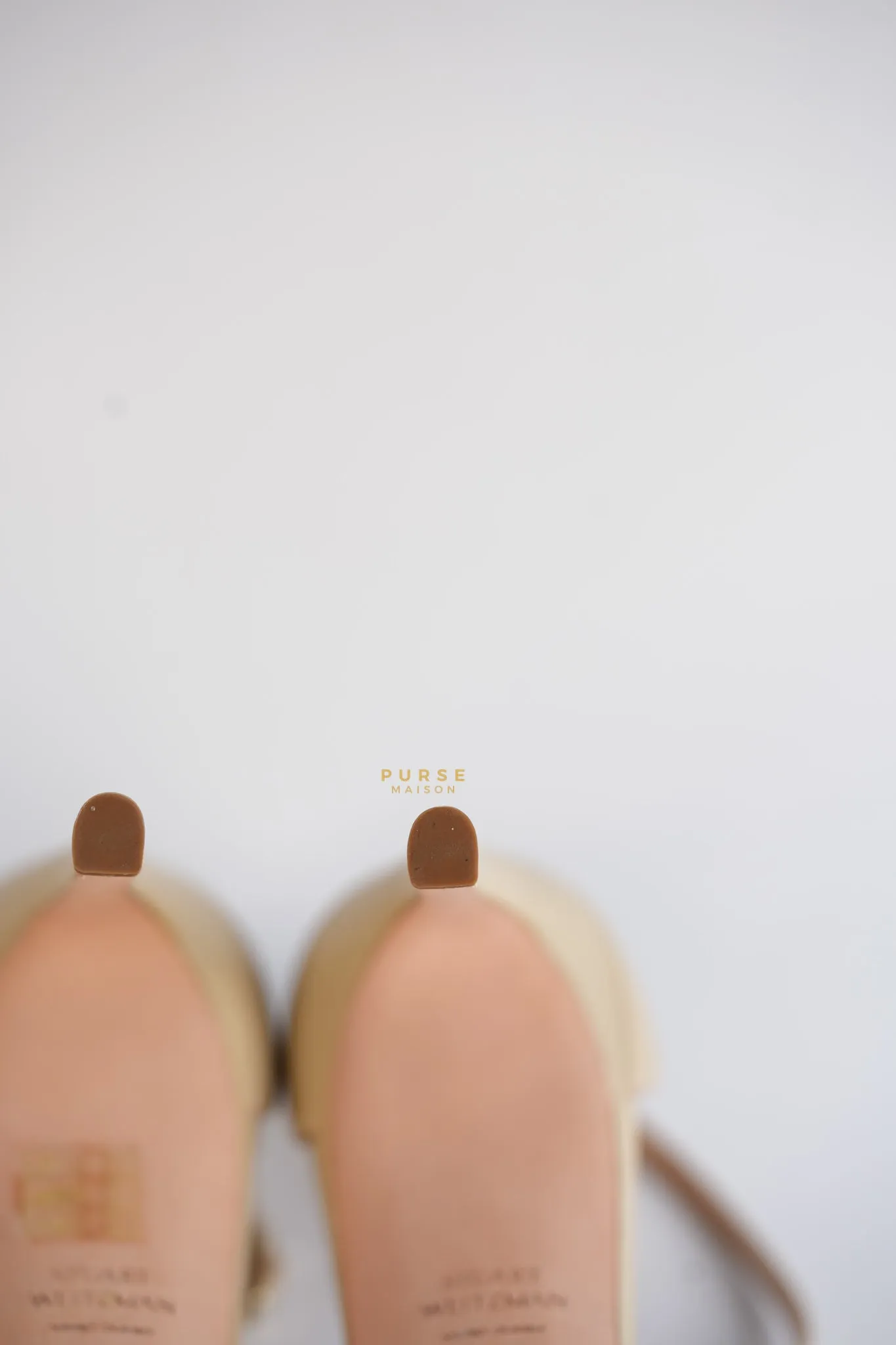 Nudistsong Beige Leather Ankle Strap Heels (Size: 6.5US, 37EU,23.5cm)