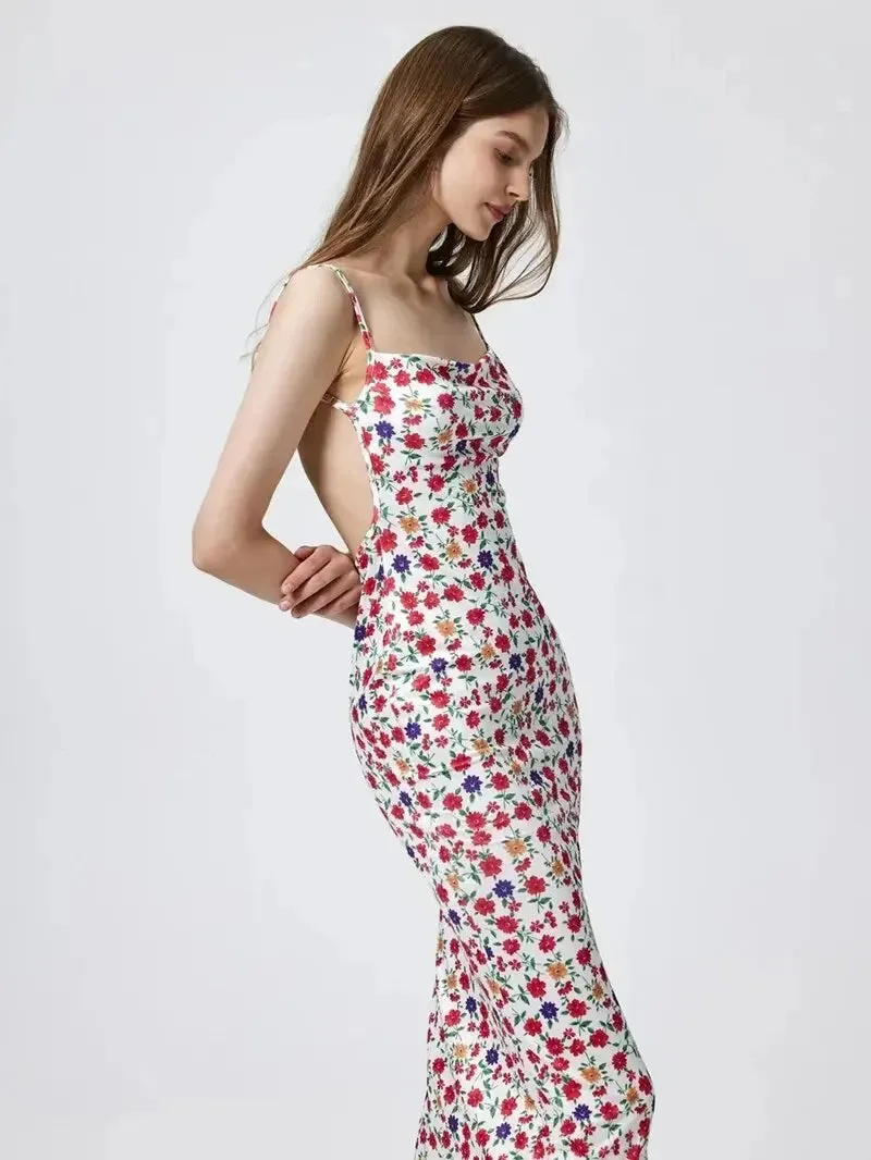 Obsidian Phoenix Long Floral Suspender Dress