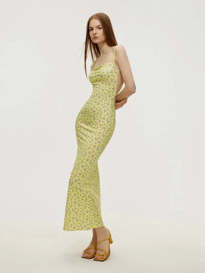 Obsidian Phoenix Long Floral Suspender Dress