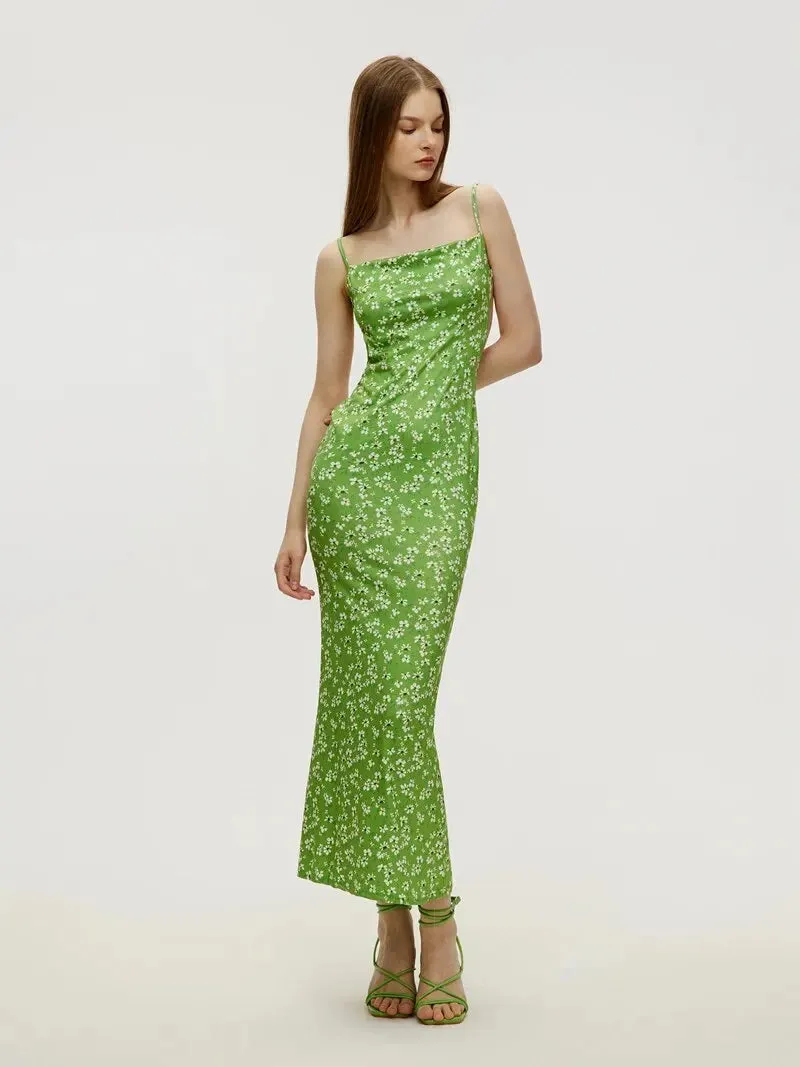 Obsidian Phoenix Long Floral Suspender Dress