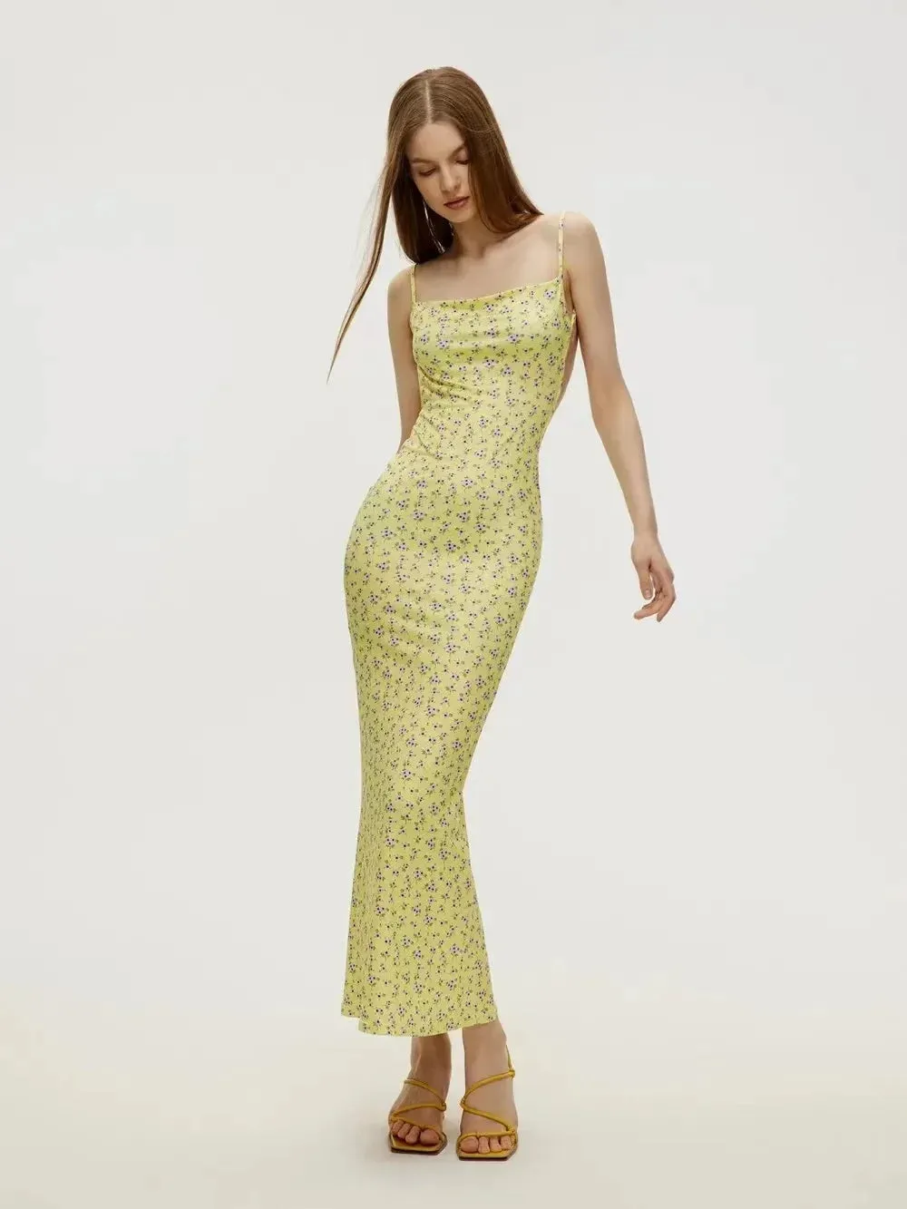 Obsidian Phoenix Long Floral Suspender Dress
