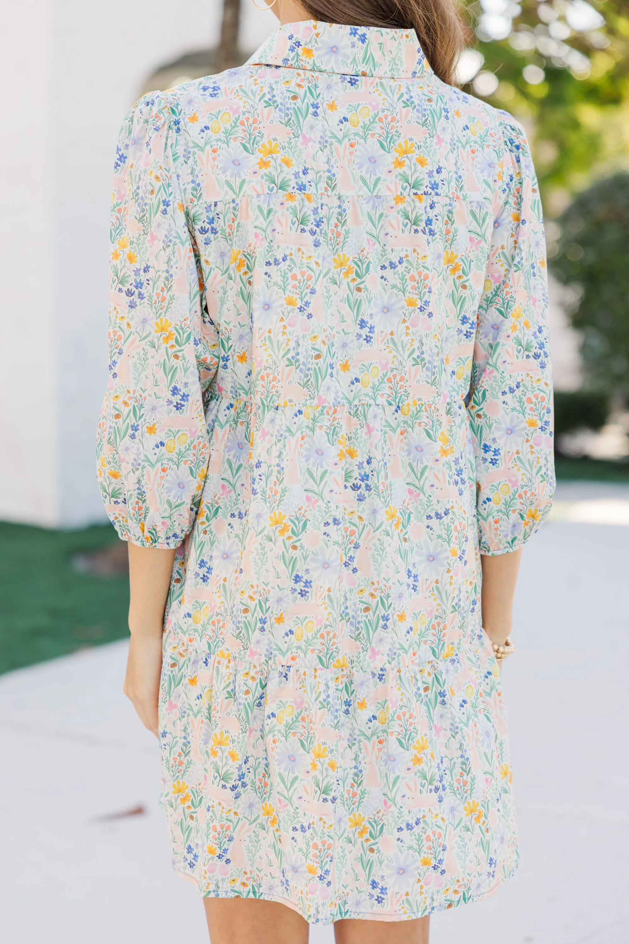 On Your Way Light Blue Easter Floral Babydoll Dress