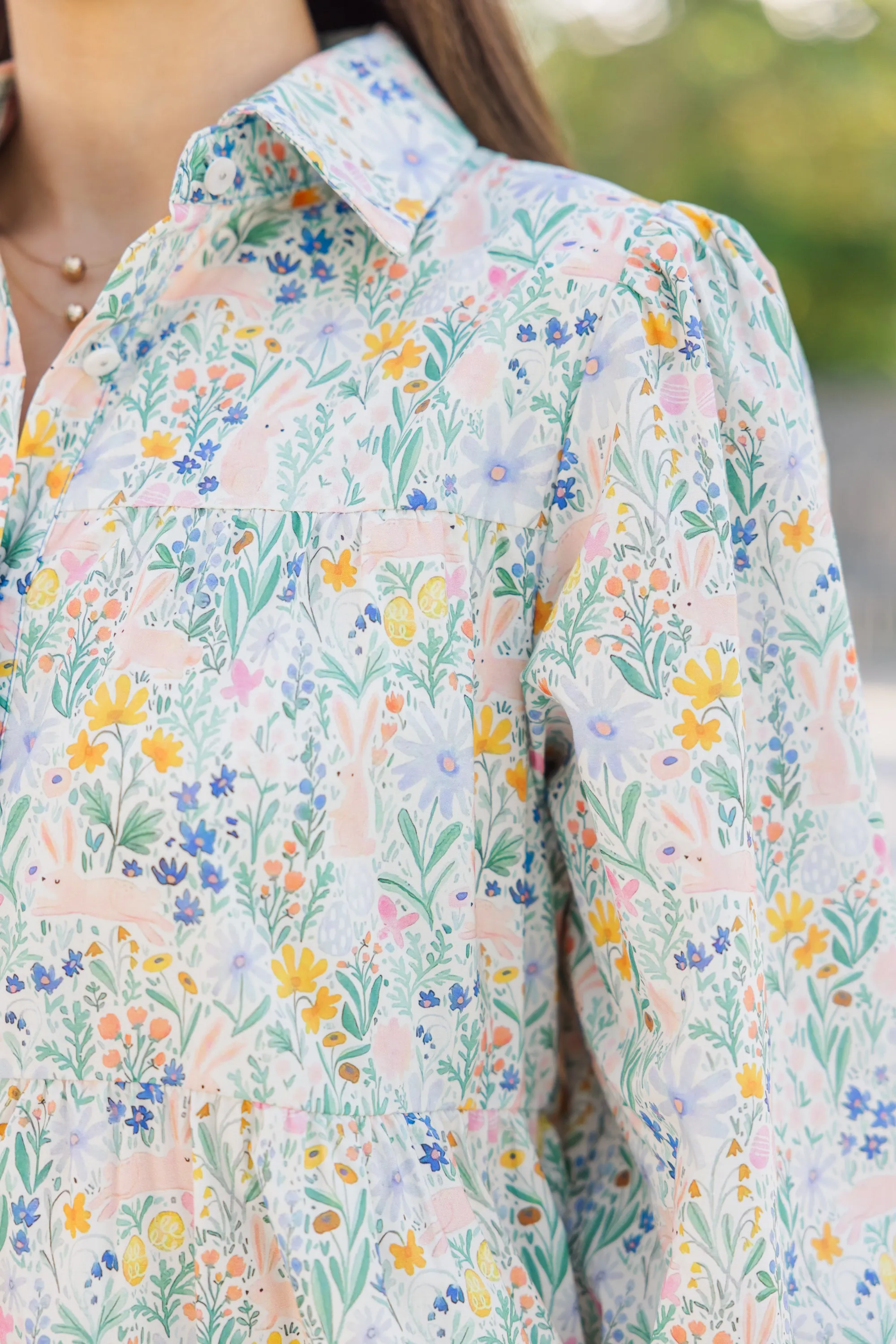 On Your Way Light Blue Easter Floral Babydoll Dress
