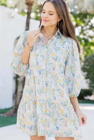 On Your Way Light Blue Easter Floral Babydoll Dress