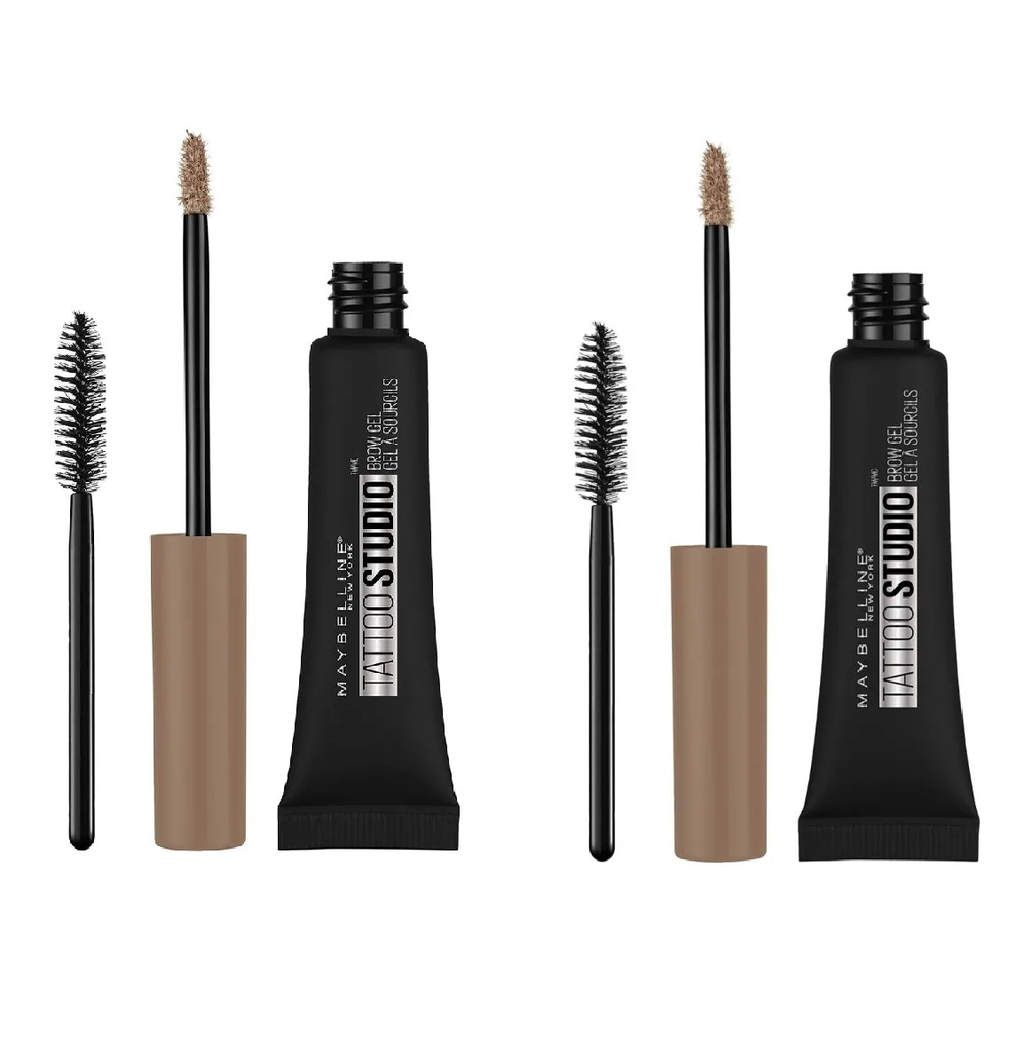 Pack of 2 Maybelline New York Tattoo Studio Waterproof Brow Gel, Soft Brown 255