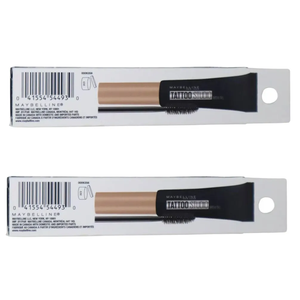 Pack of 2 Maybelline New York Tattoo Studio Waterproof Brow Gel, Soft Brown 255