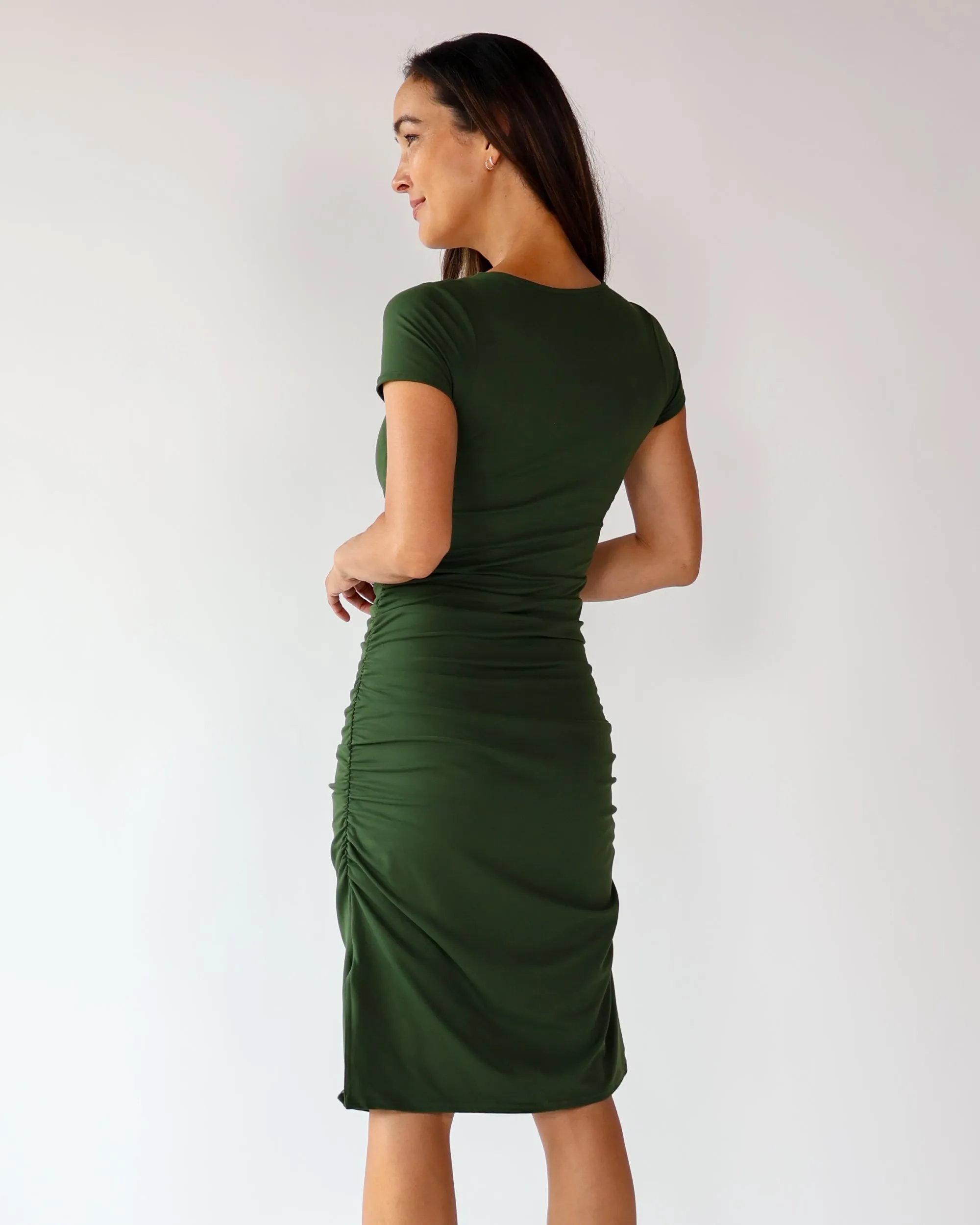 Packable Roam T-Shirt Dress in Kyoto Green