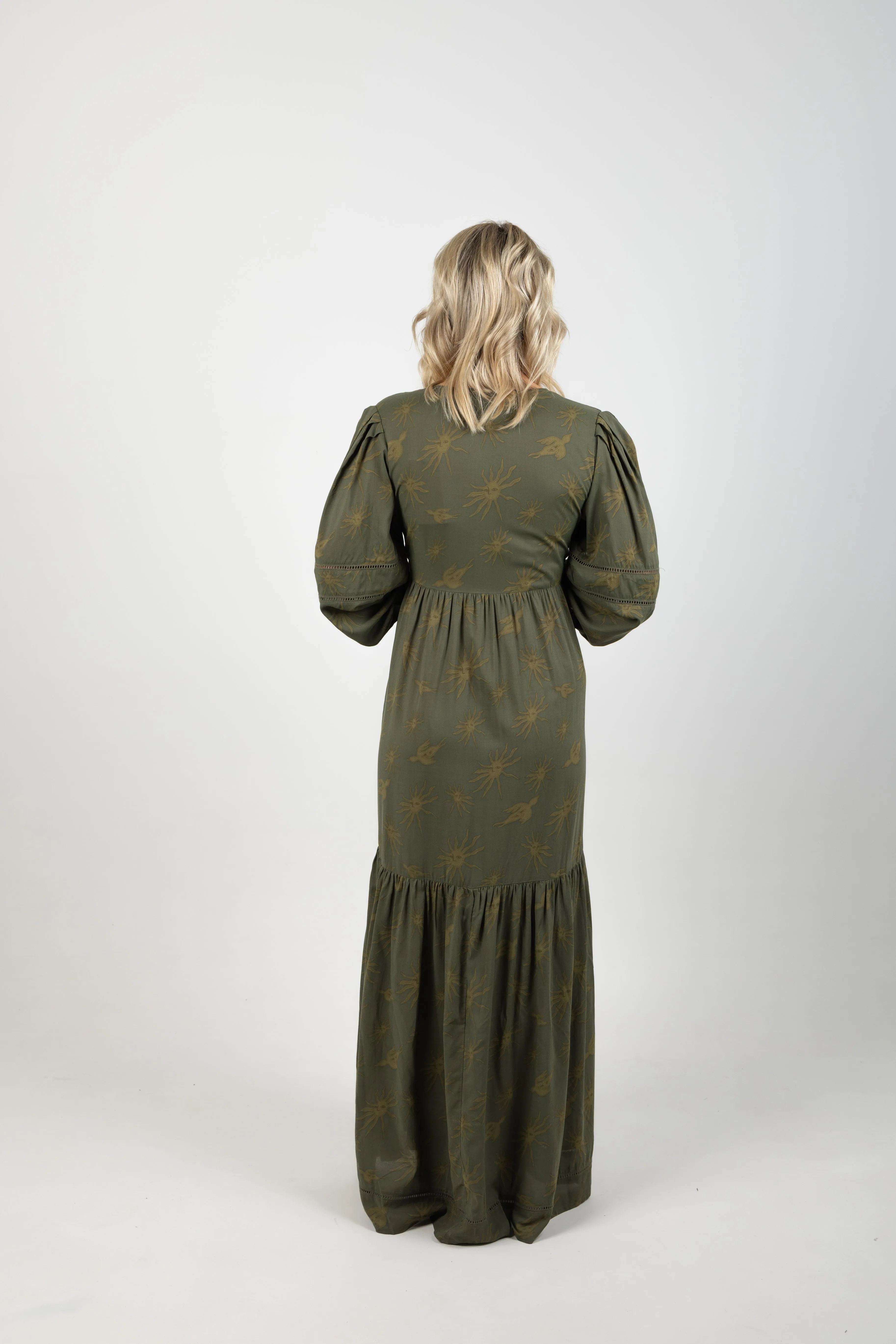 PRINTED MAXI DRESS MYSTIC SKY OLIVE