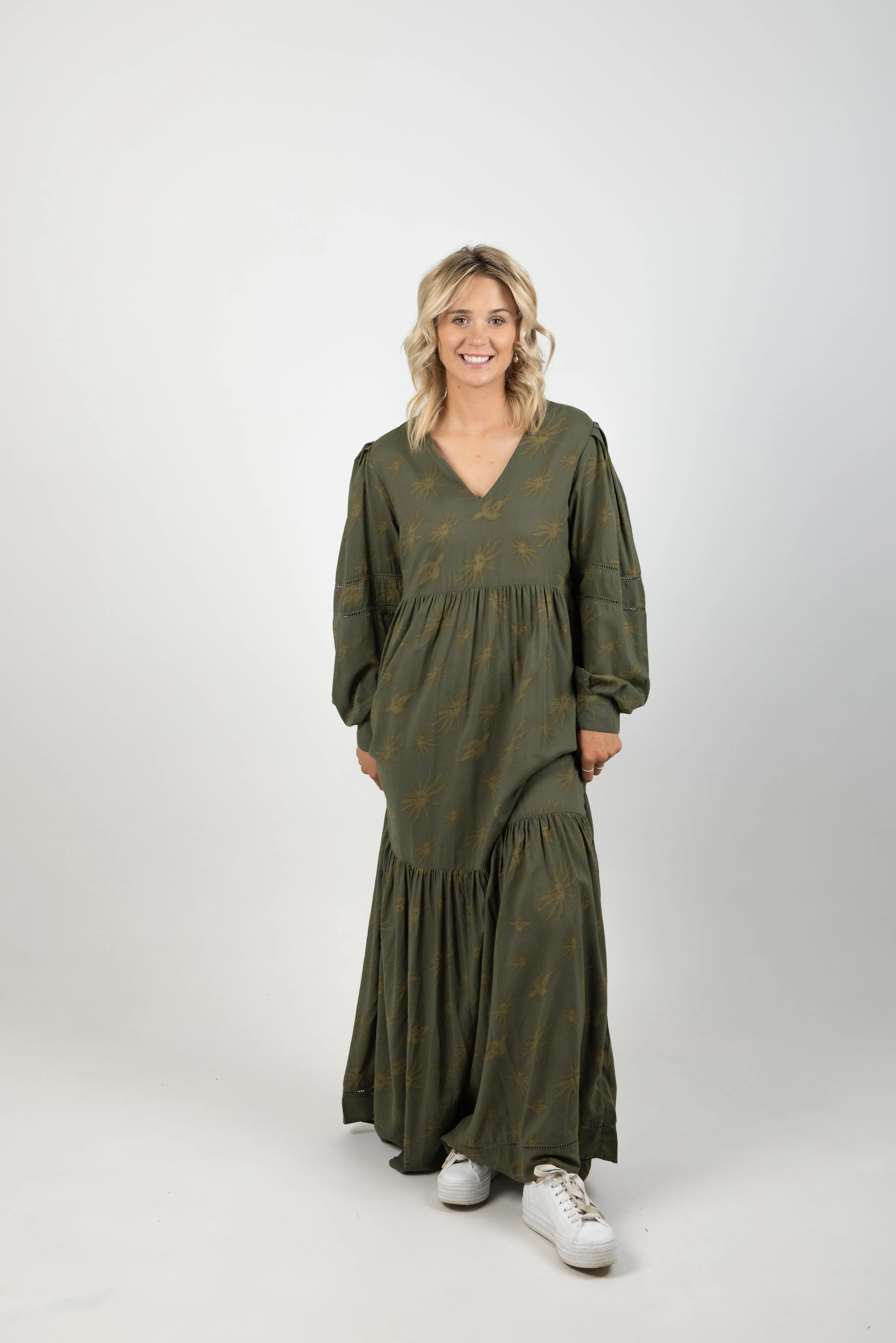 PRINTED MAXI DRESS MYSTIC SKY OLIVE