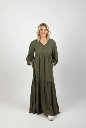 PRINTED MAXI DRESS MYSTIC SKY OLIVE