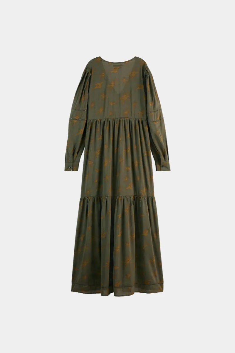 PRINTED MAXI DRESS MYSTIC SKY OLIVE