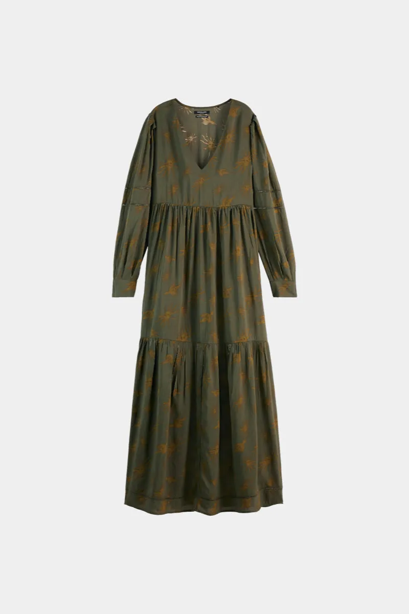 PRINTED MAXI DRESS MYSTIC SKY OLIVE