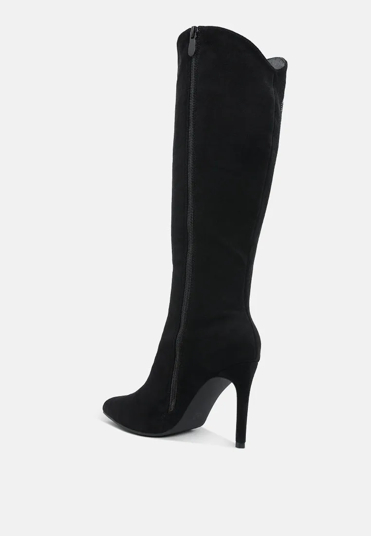 Rhinestone Patterned Calf Boots By RAG