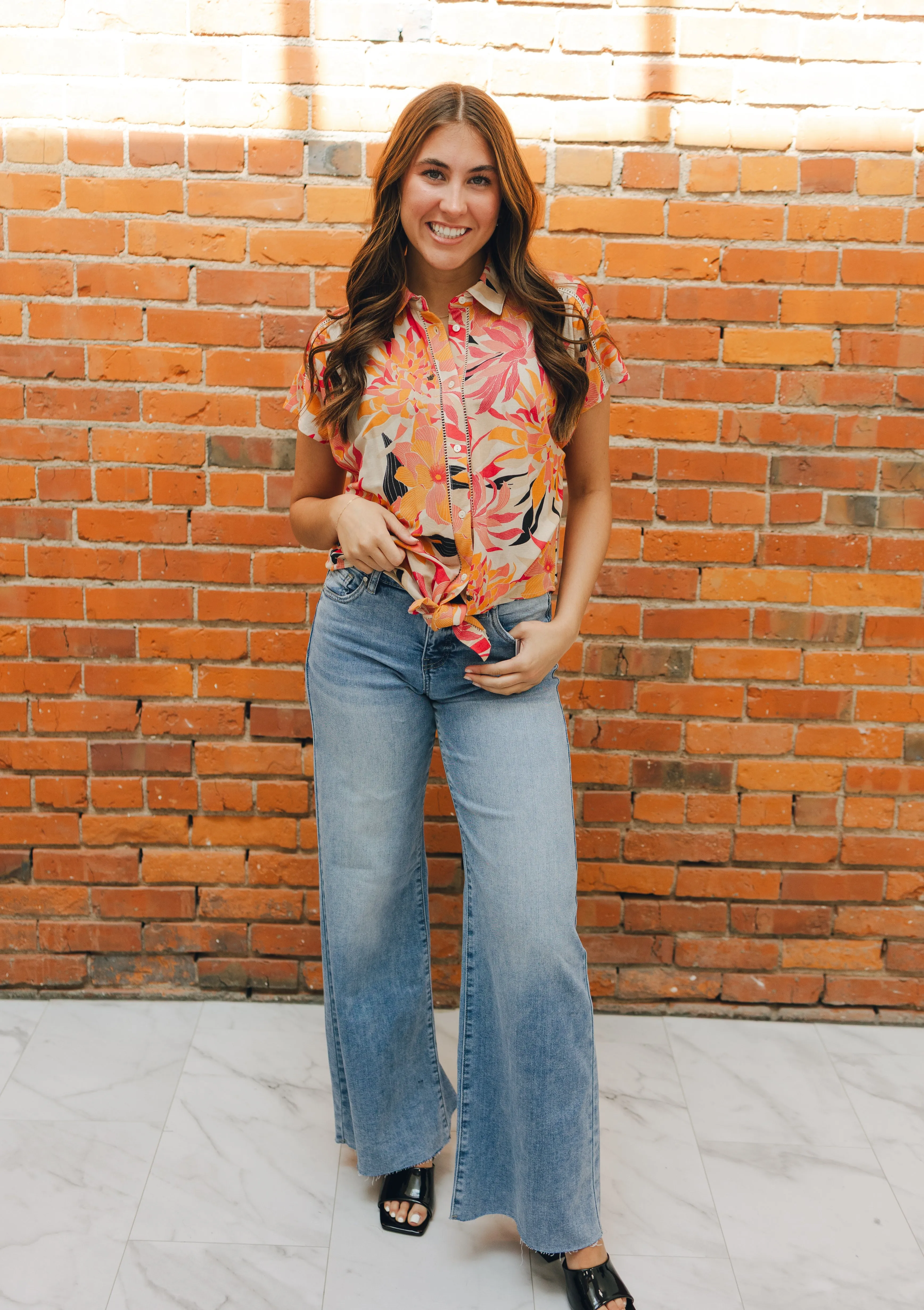 Risen High Rise Ankle Pallazo Jeans