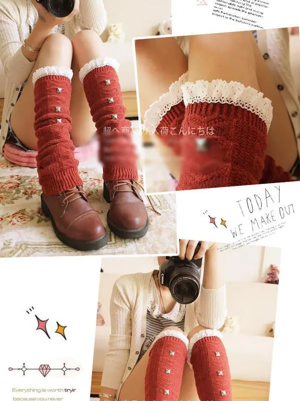 rivet & lace leg warmer