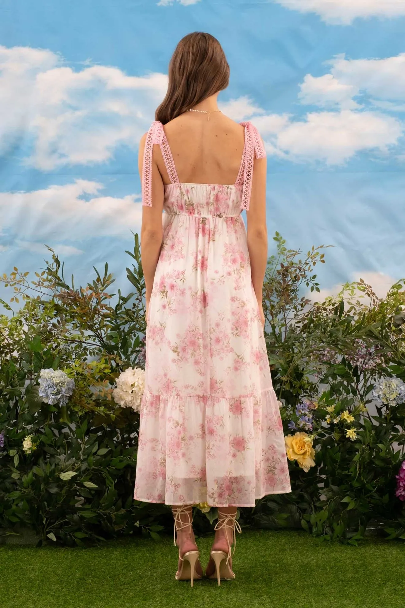 Romance Floral Maxi Dress Pink