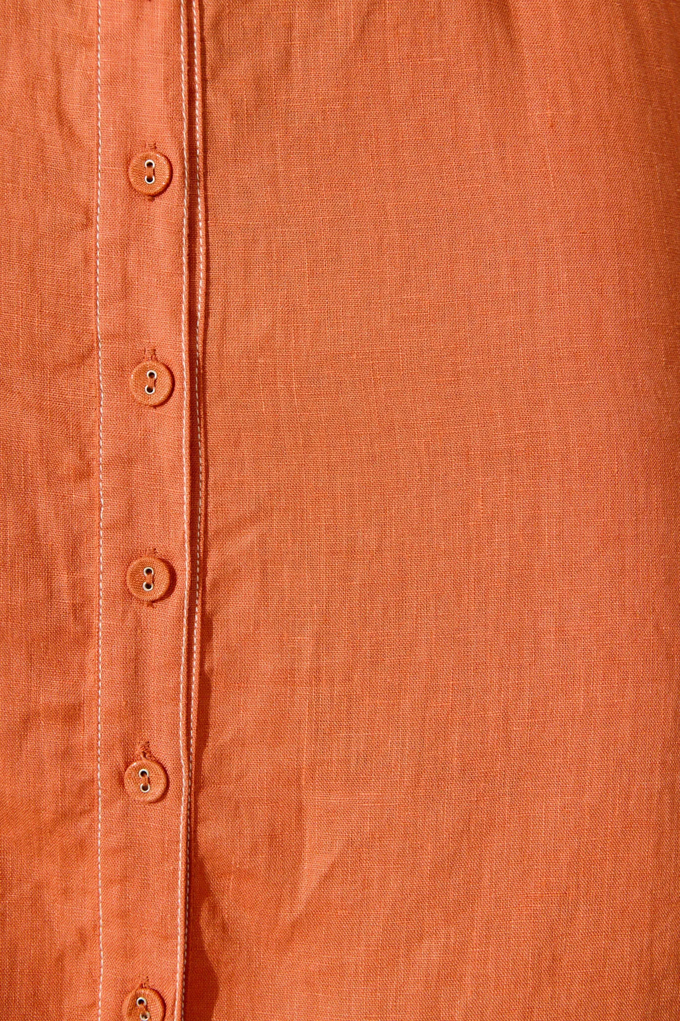 Rust Linen Maxi Shirt Dress by Christiana