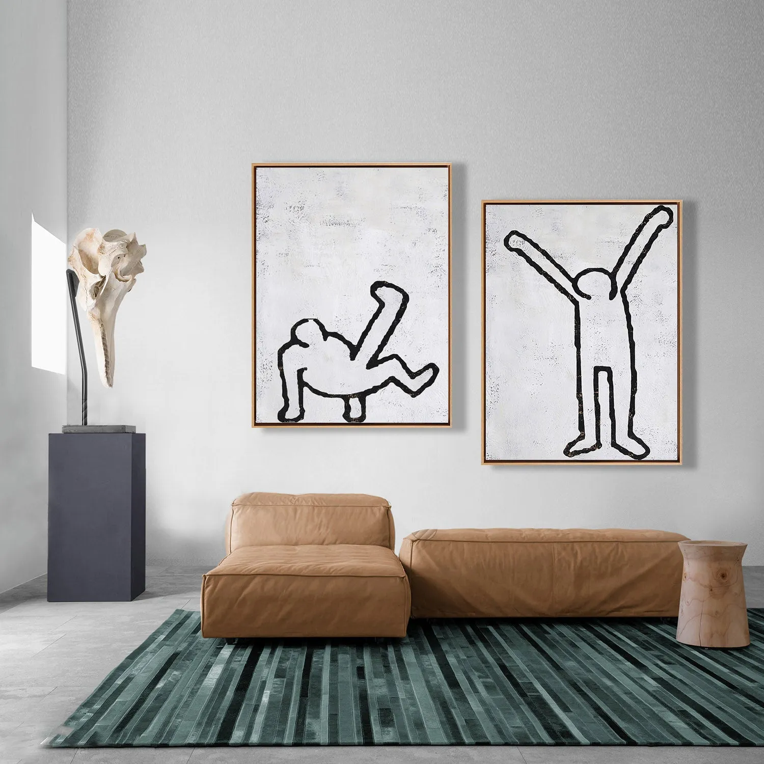 Set of 2 Minimal Painting Dancing Man P118
