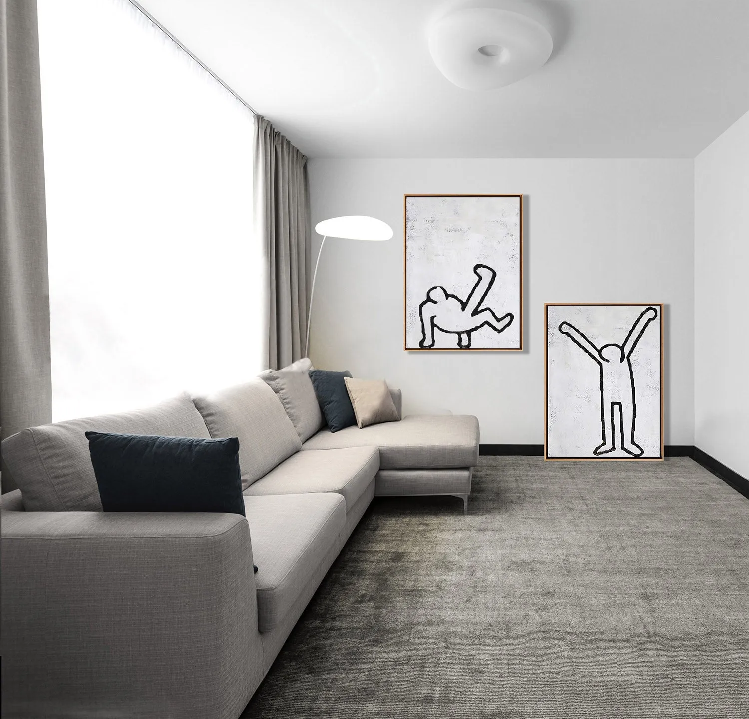 Set of 2 Minimal Painting Dancing Man P118