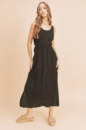 Side Slit Round Neck Sleeveless Tank Dress