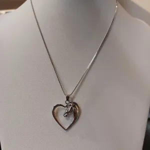 Silver Horse Heart Necklace
