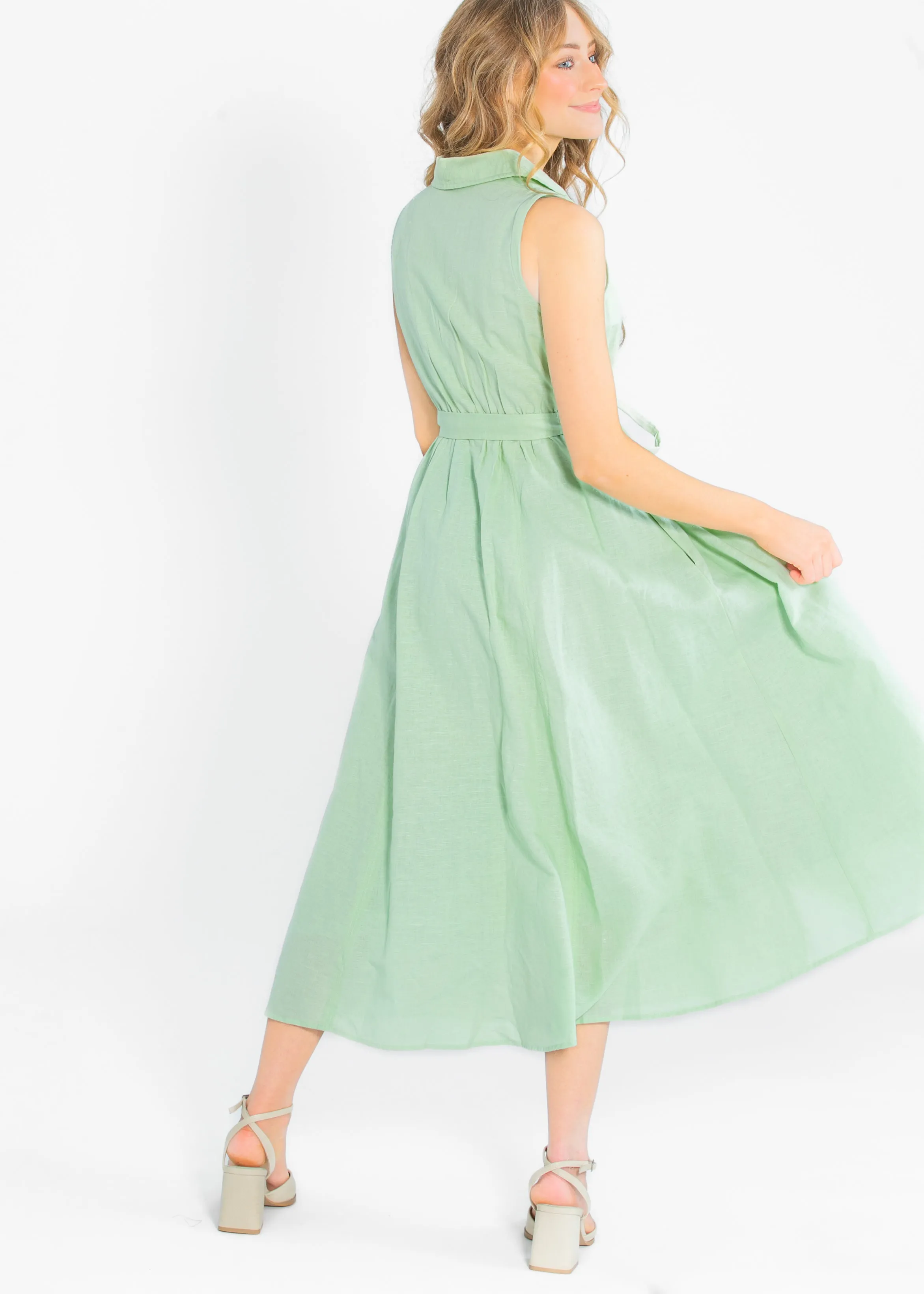 Sleeveless Linen Blend Maxi Dress