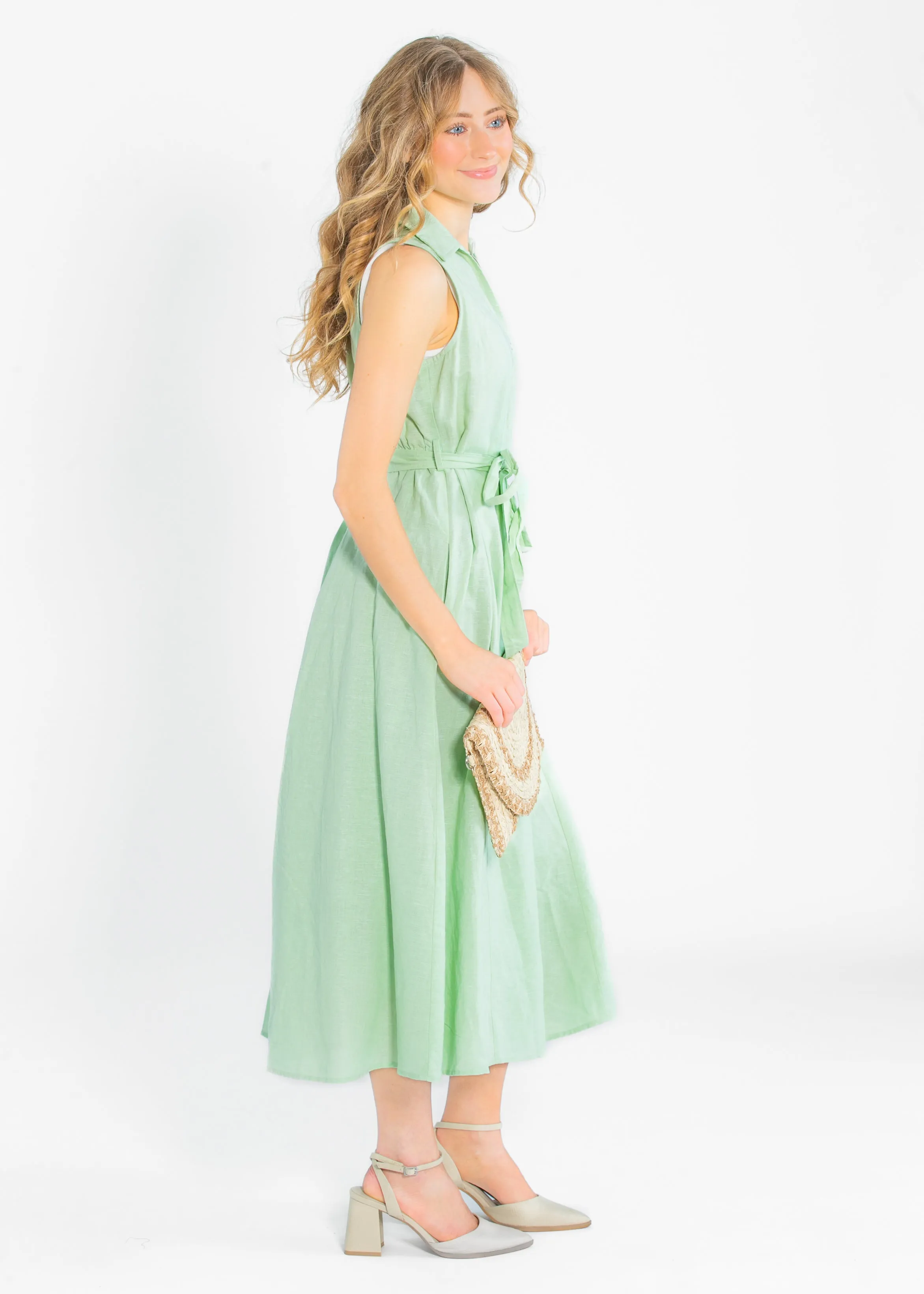 Sleeveless Linen Blend Maxi Dress