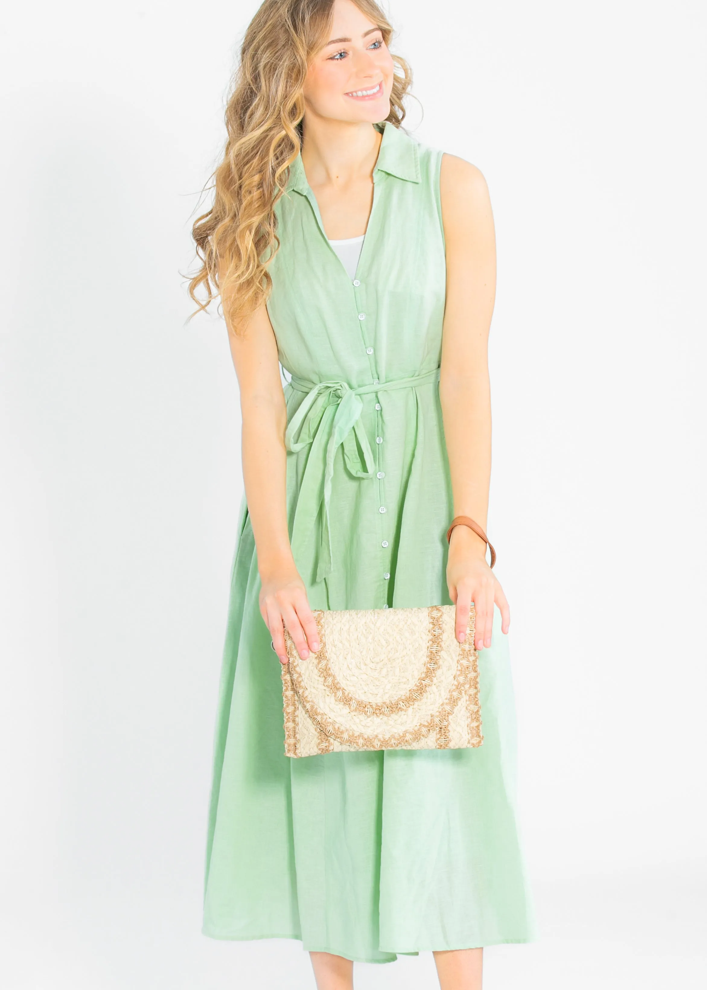 Sleeveless Linen Blend Maxi Dress