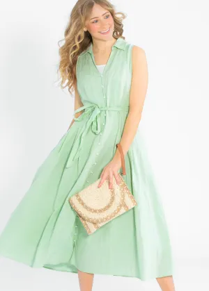 Sleeveless Linen Blend Maxi Dress