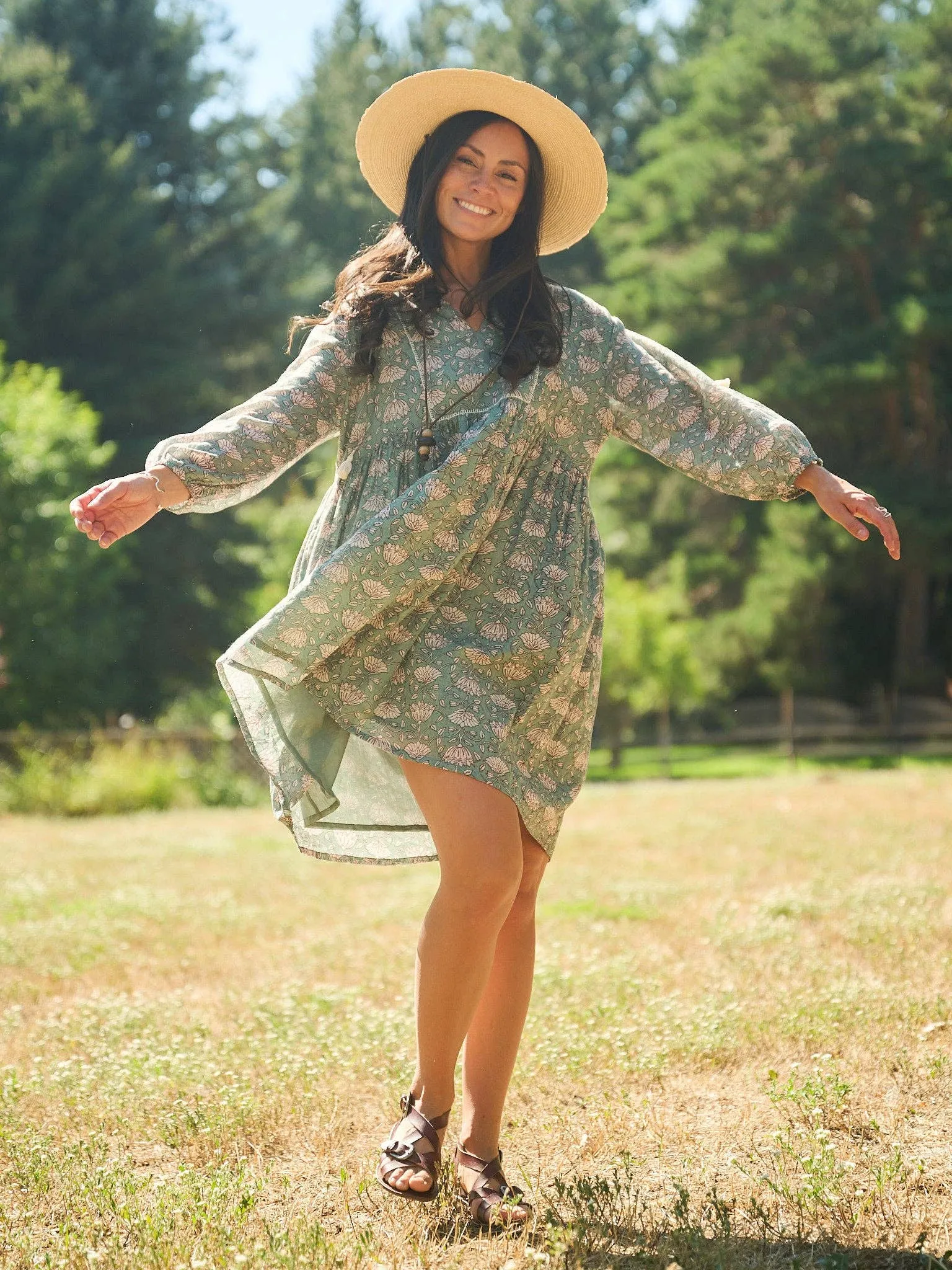 Sohla Teal Floral Dress