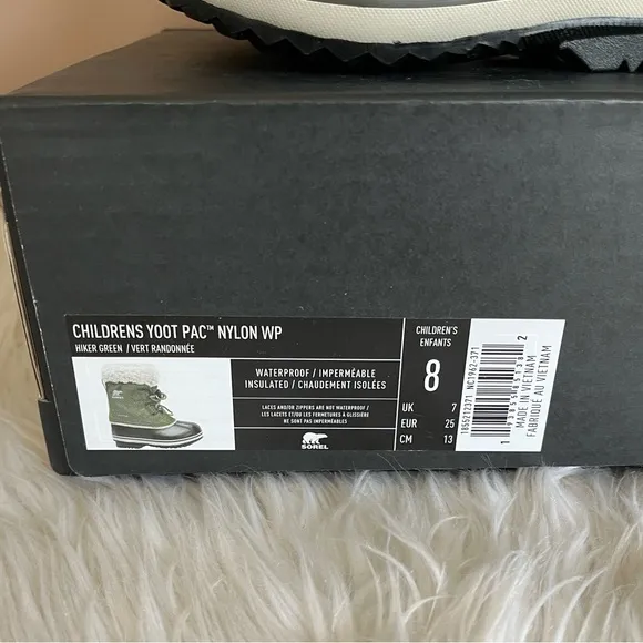 {Sorel} Youth Yoot PAC Nylon Boot In Hiker Green - Little Kids 8 - NWT