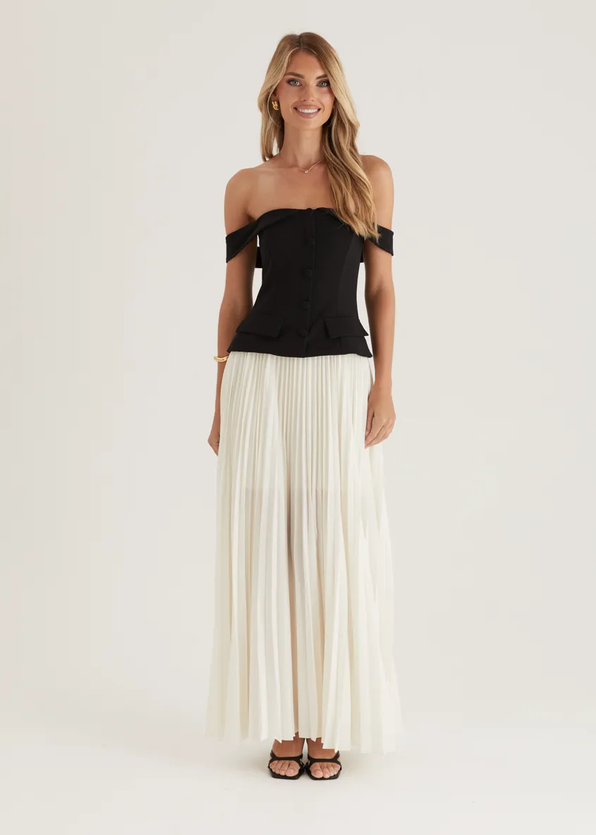 Sorelli Off Shoulder Midi Dress - Black Splice