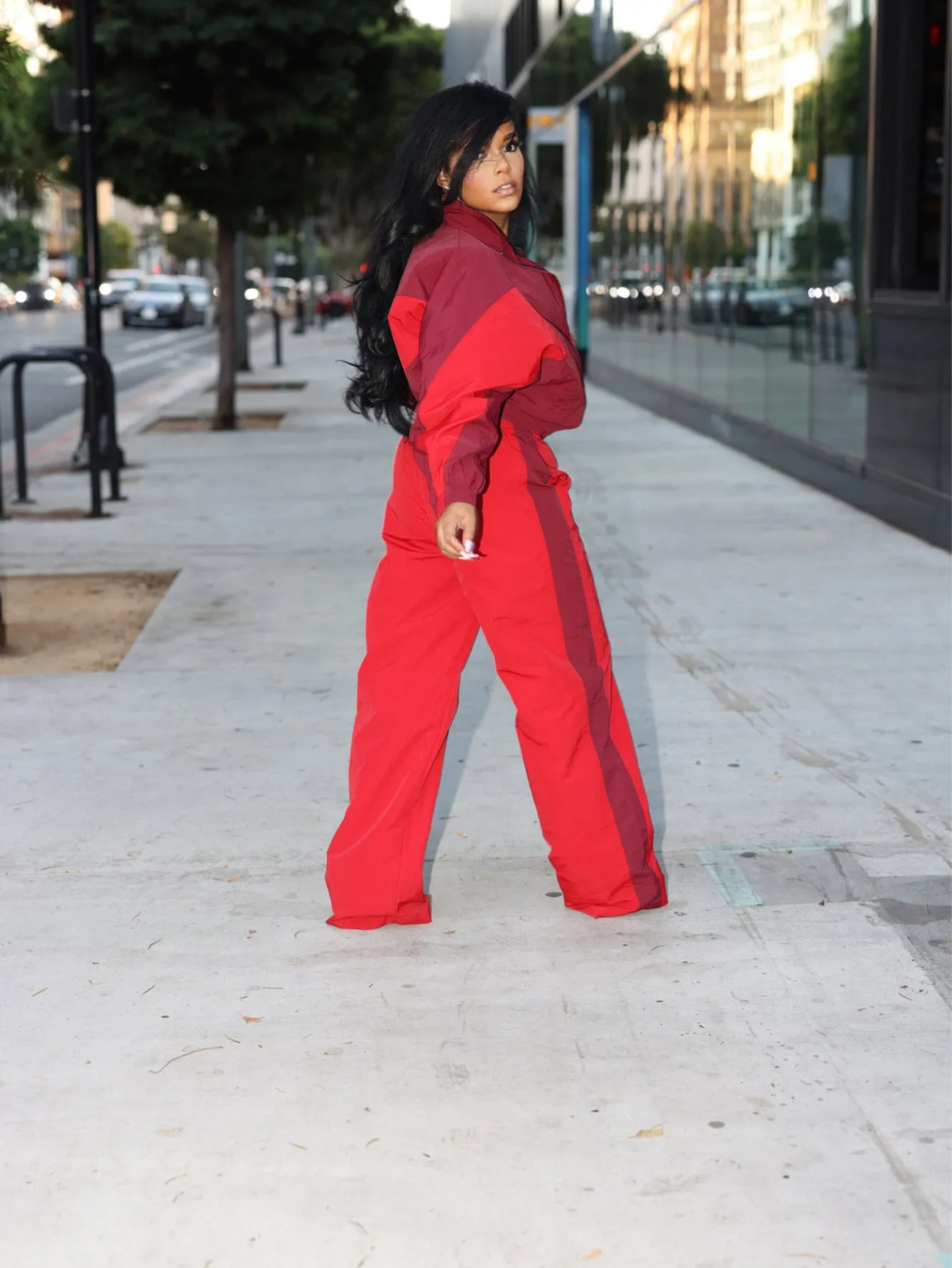 Sporty Chic Zip-Up Patchwork Tracksuit for Effortless Style