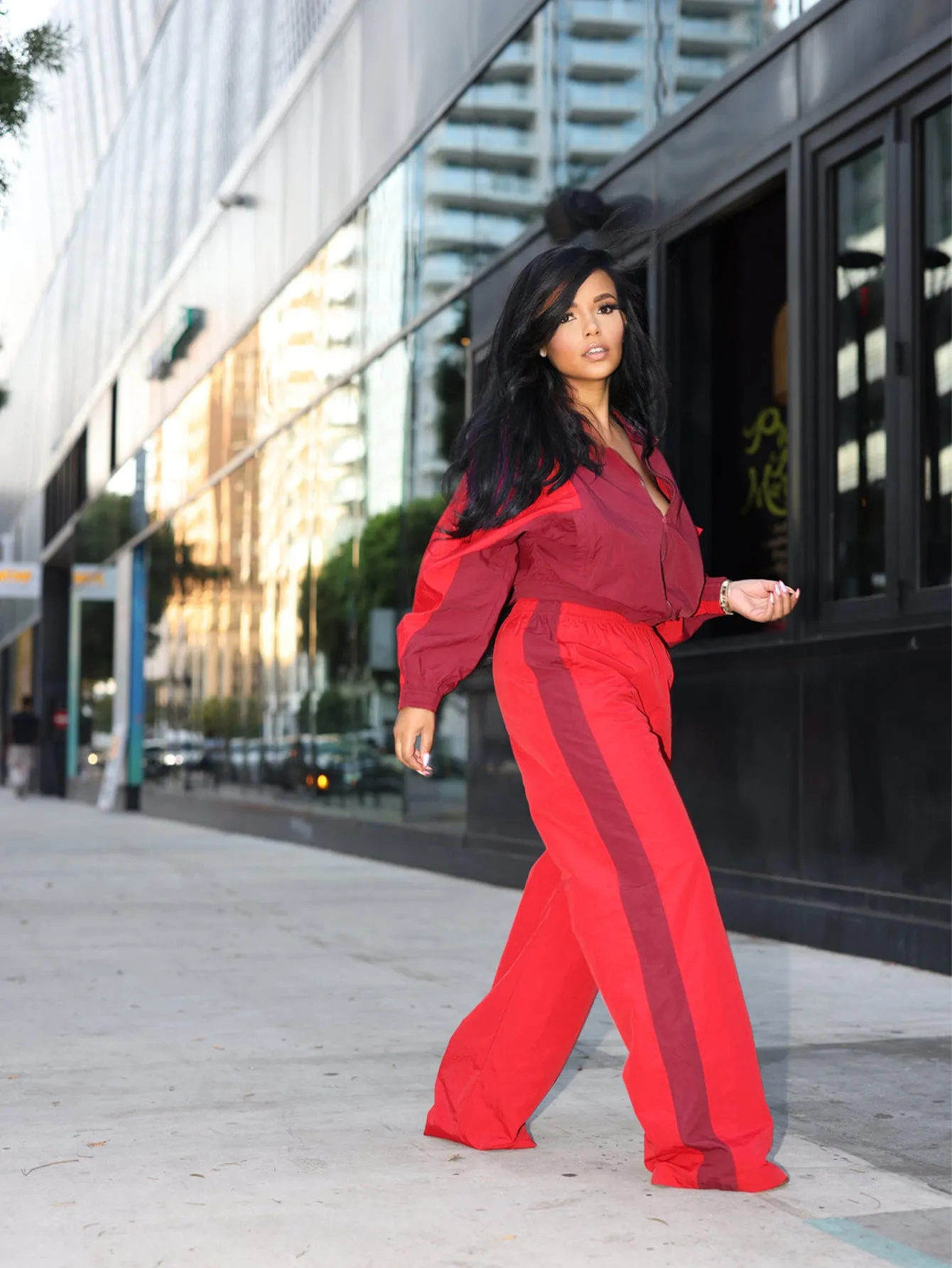 Sporty Chic Zip-Up Patchwork Tracksuit for Effortless Style