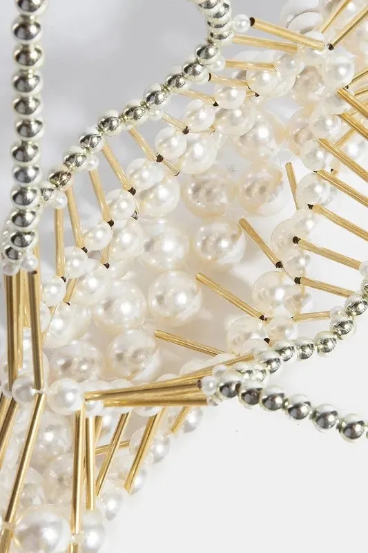 Starlit Muse Crescent Clutch – Pearl & Metallic Glam Edition