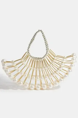 Starlit Muse Crescent Clutch – Pearl & Metallic Glam Edition