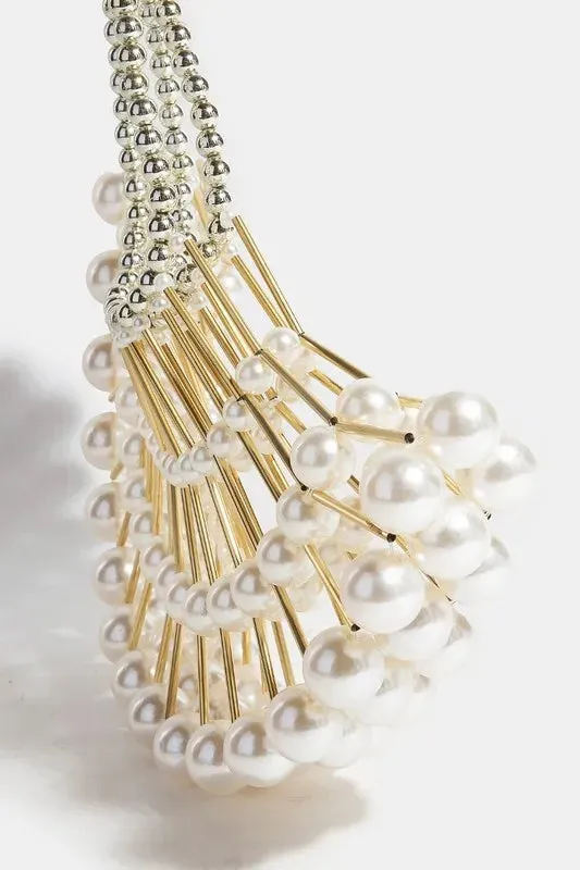 Starlit Muse Crescent Clutch – Pearl & Metallic Glam Edition