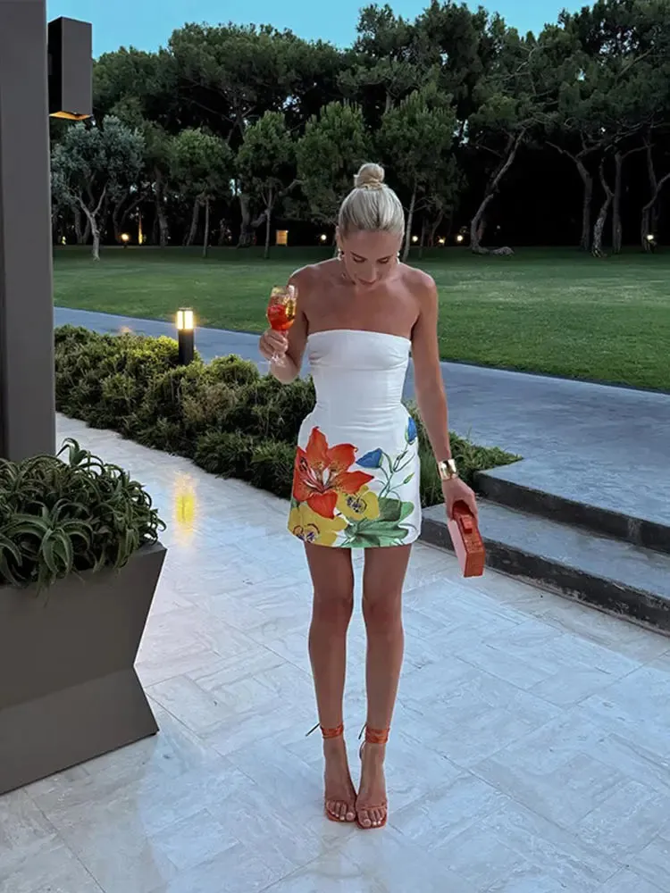 Strapless Floral Mini Dress | Vibrant & Chic | Summer Ready
