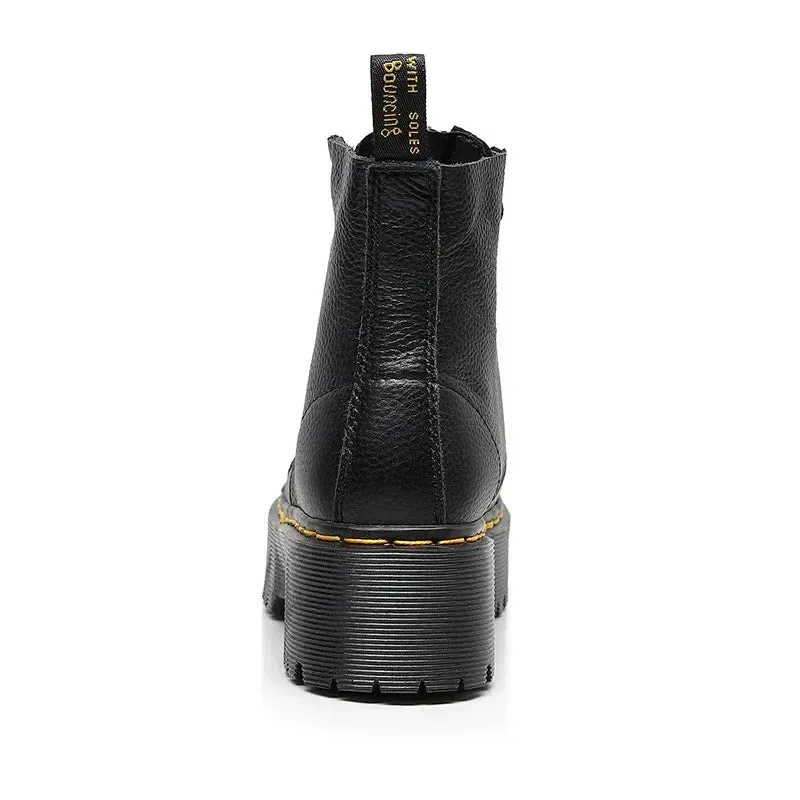 Stylish Genuine Leather Platform Boots for Ultimate Comfort | Trendy & Durable