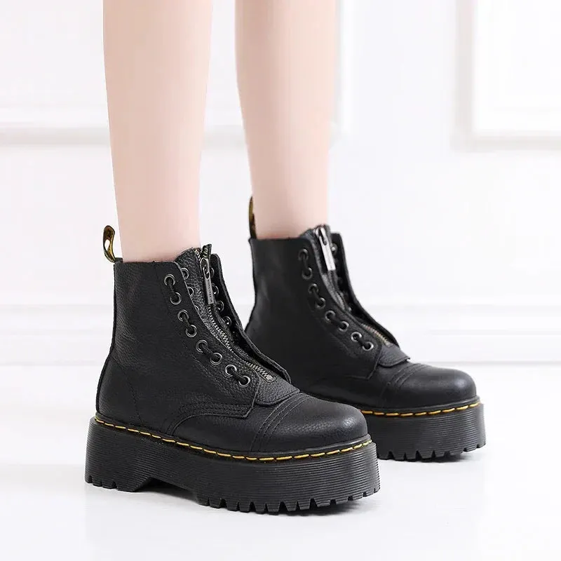 Stylish Genuine Leather Platform Boots for Ultimate Comfort | Trendy & Durable