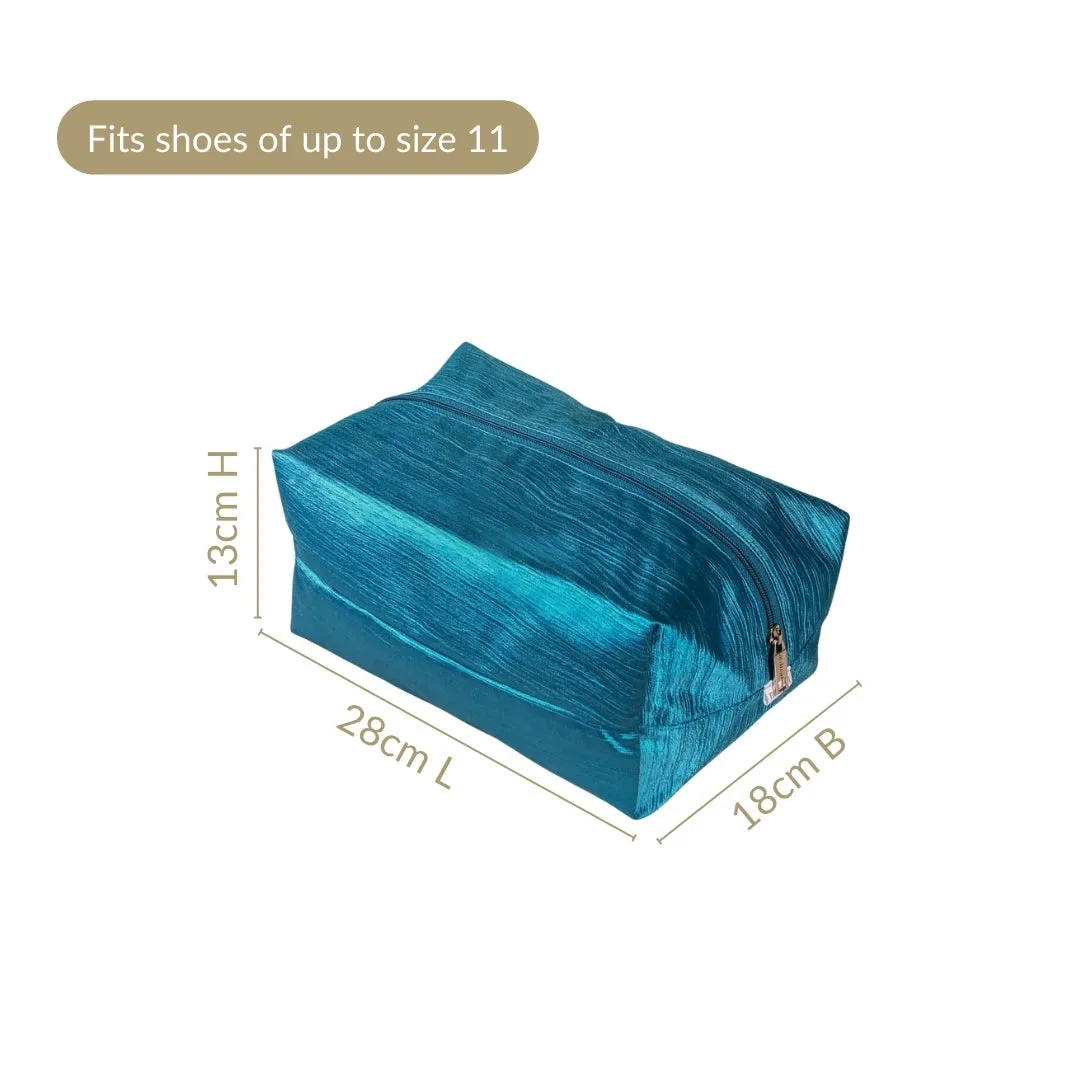 Teal Zippered Shoe Bags For Travel Large Set Of 3