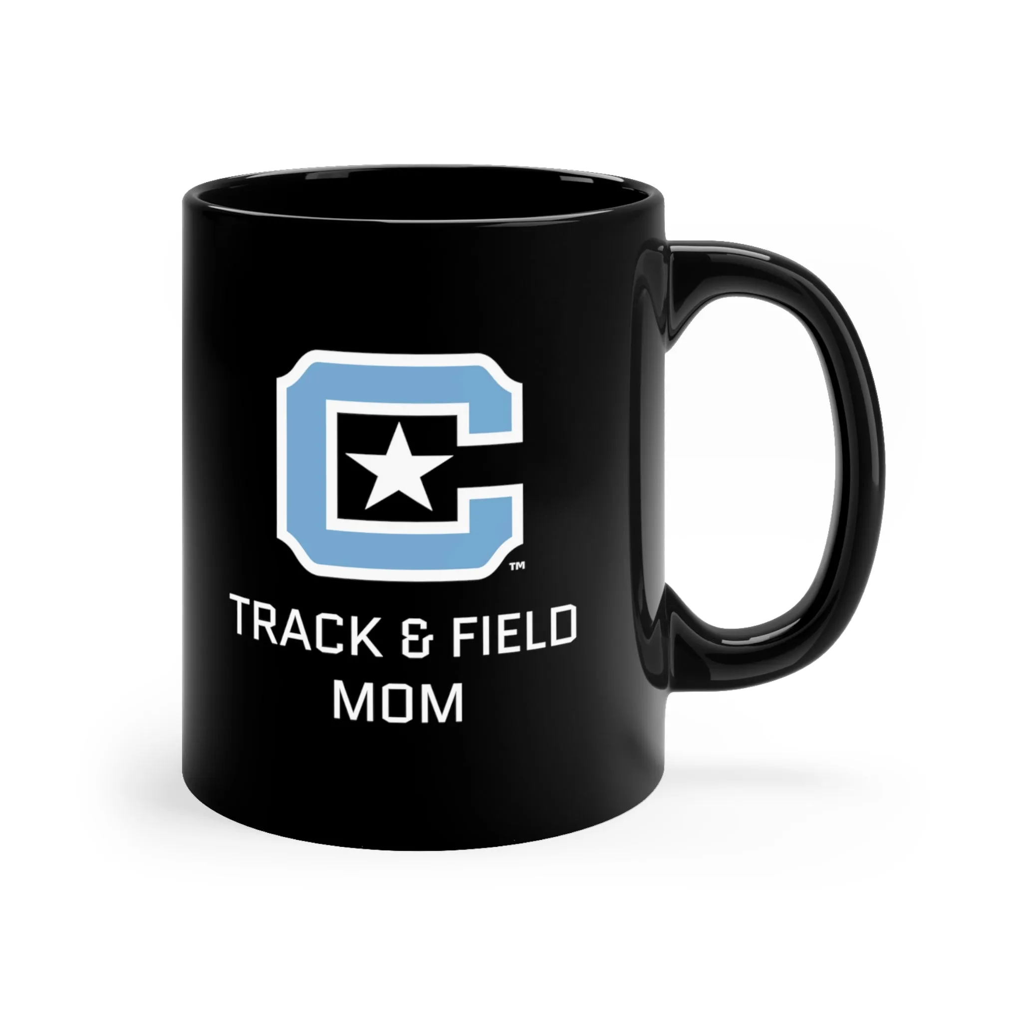 The Citadel Block C Logo, Sports Track & Field Mom, Black Mug, 11oz