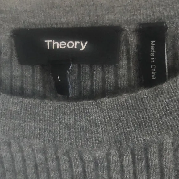 Theory 100% Cashmere Knit Ribbed Mixed Stripe Crewneck Regal Sweater Large