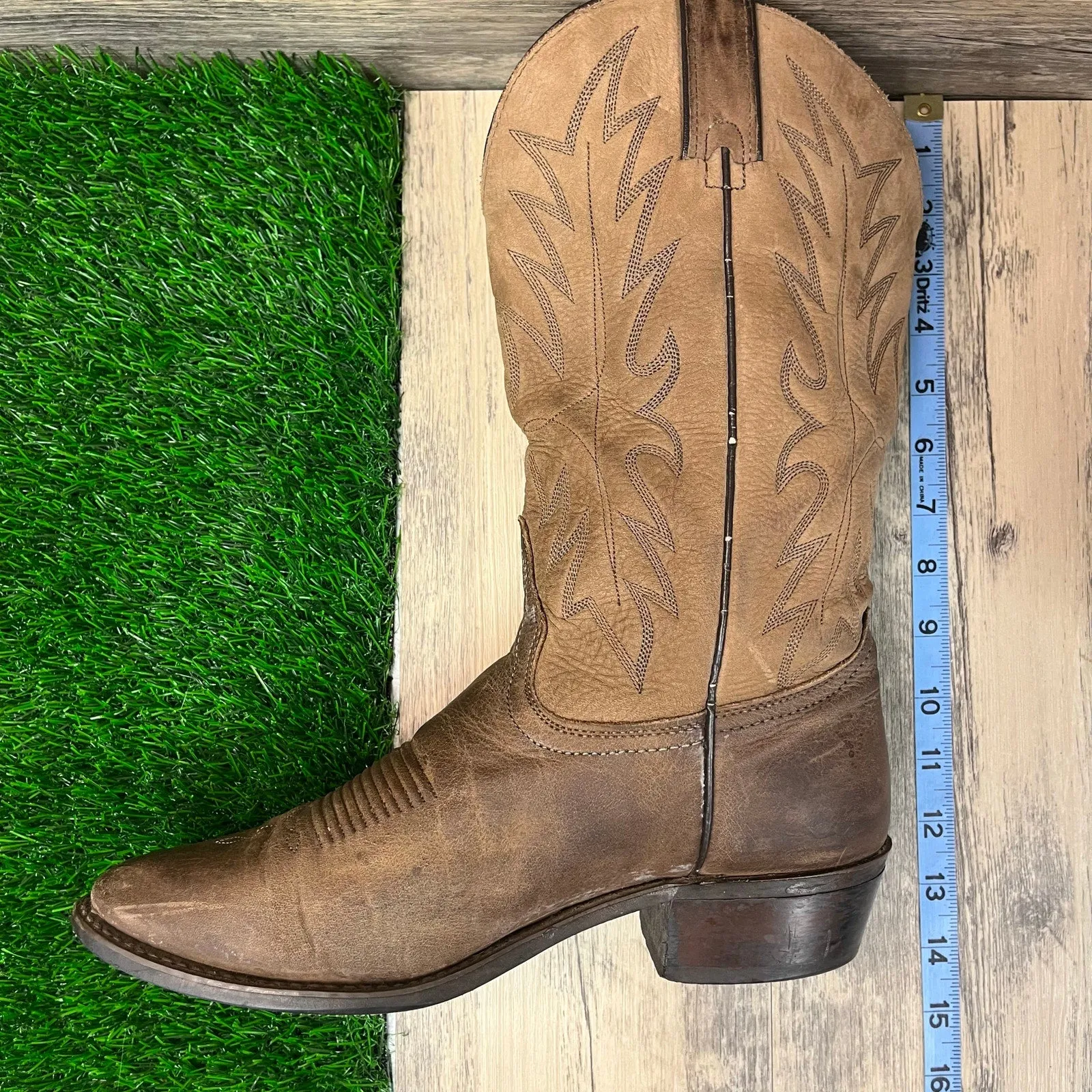 Unknown Men - Size 8.5 - Brown Soft Leather Cowboy Boots