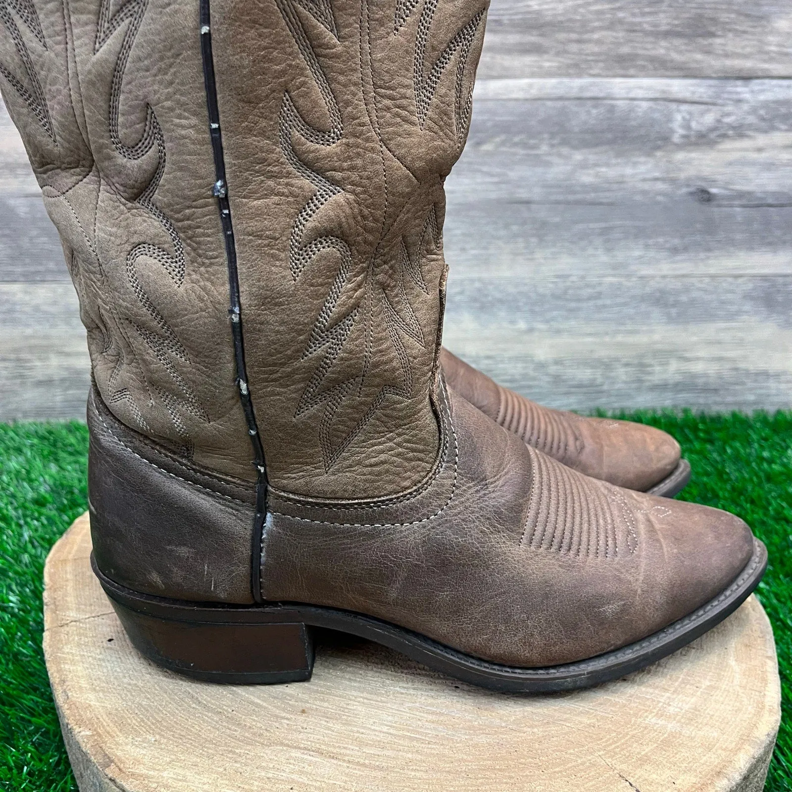 Unknown Men - Size 8.5 - Brown Soft Leather Cowboy Boots