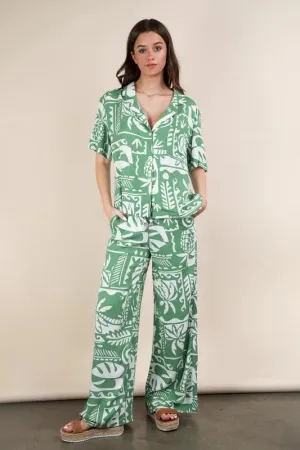 VERY J Printed Casual Wide Leg Resort Pants