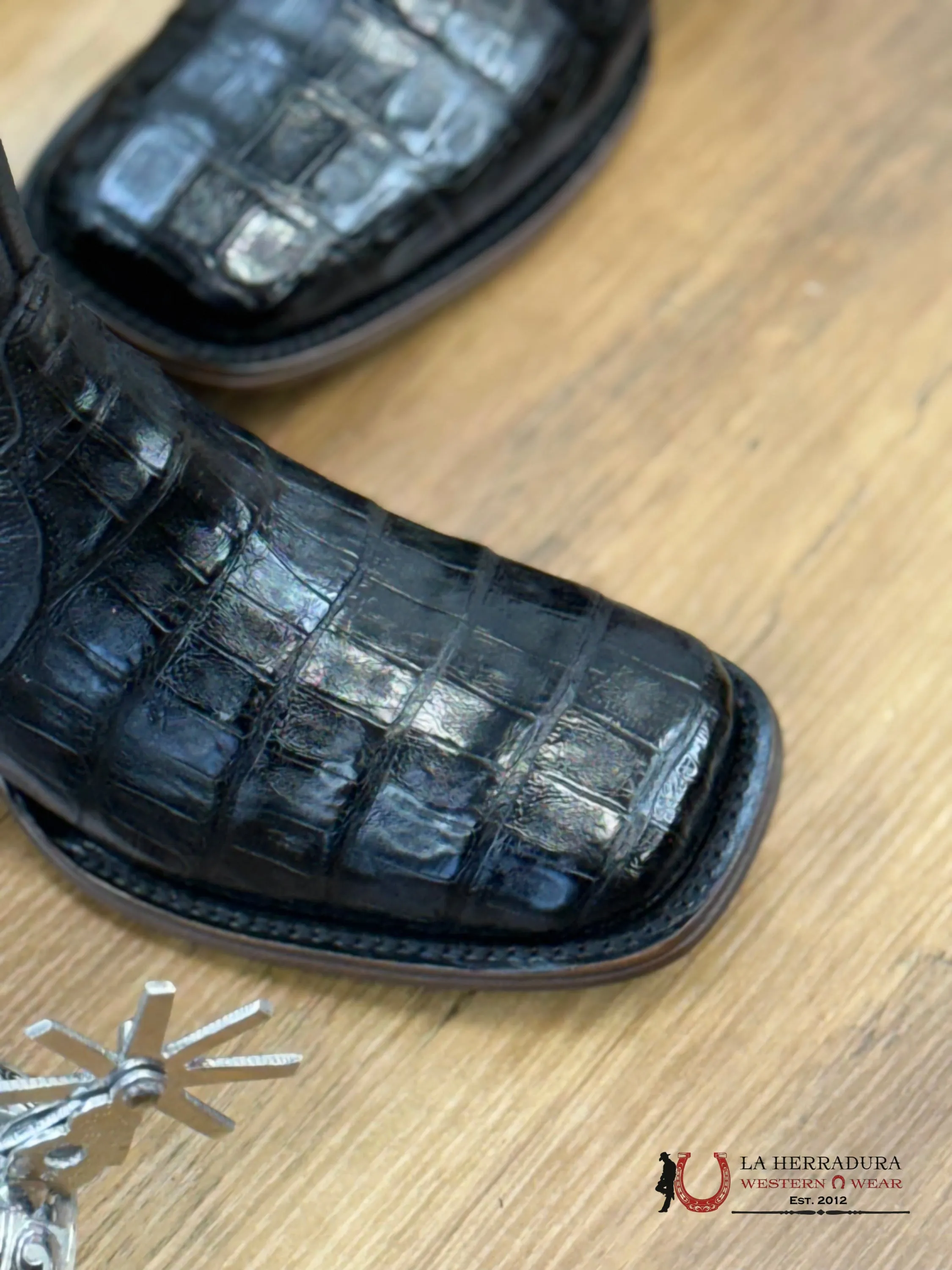 VESTIGIUM SHORT BOOT EXOTICH CAIMAN BELLY BLACK LEATHER - 8205