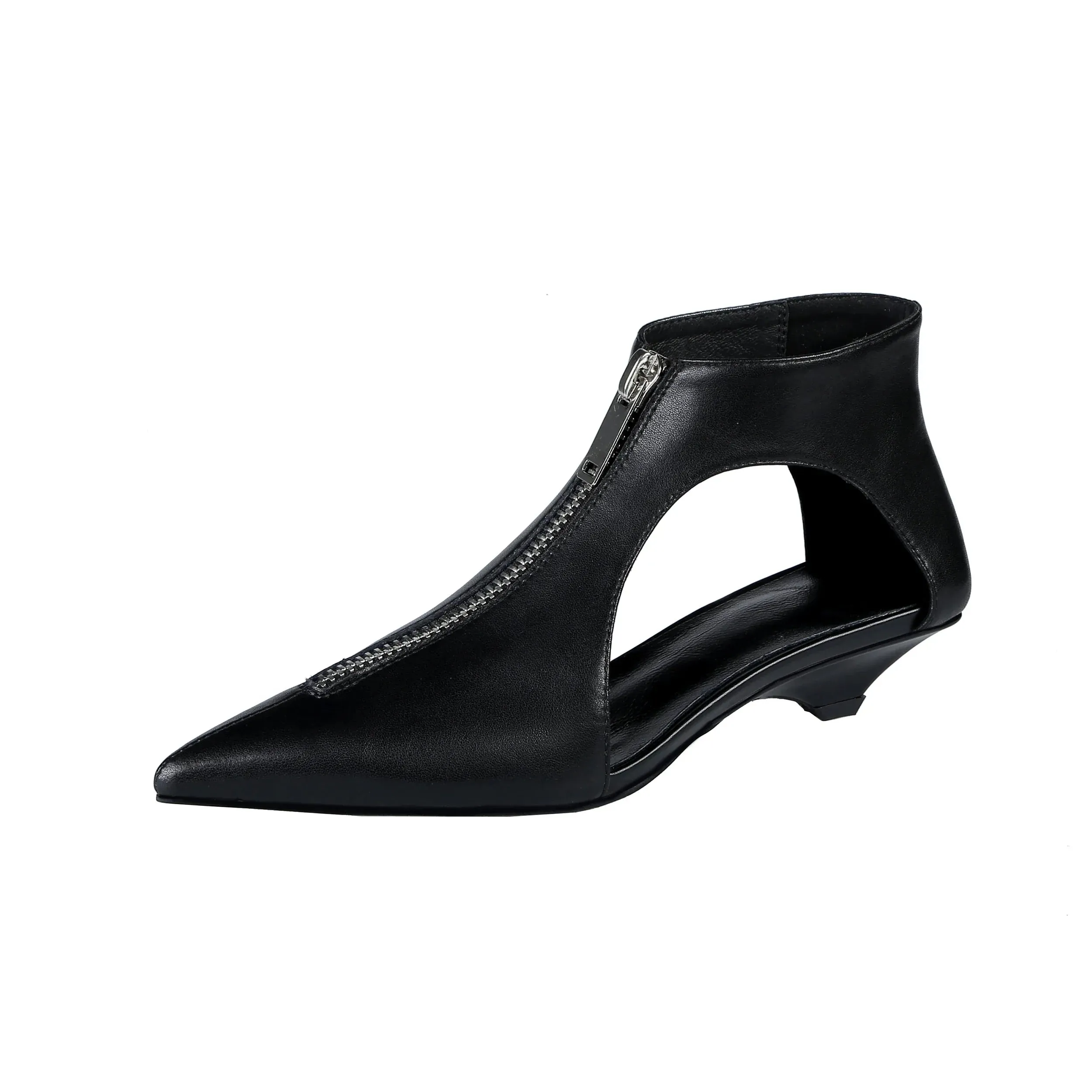 VougeVamp Trendy Leather High Heel Boots – Stylish Zipper Ankle Boots for Spring & Summer Fashion